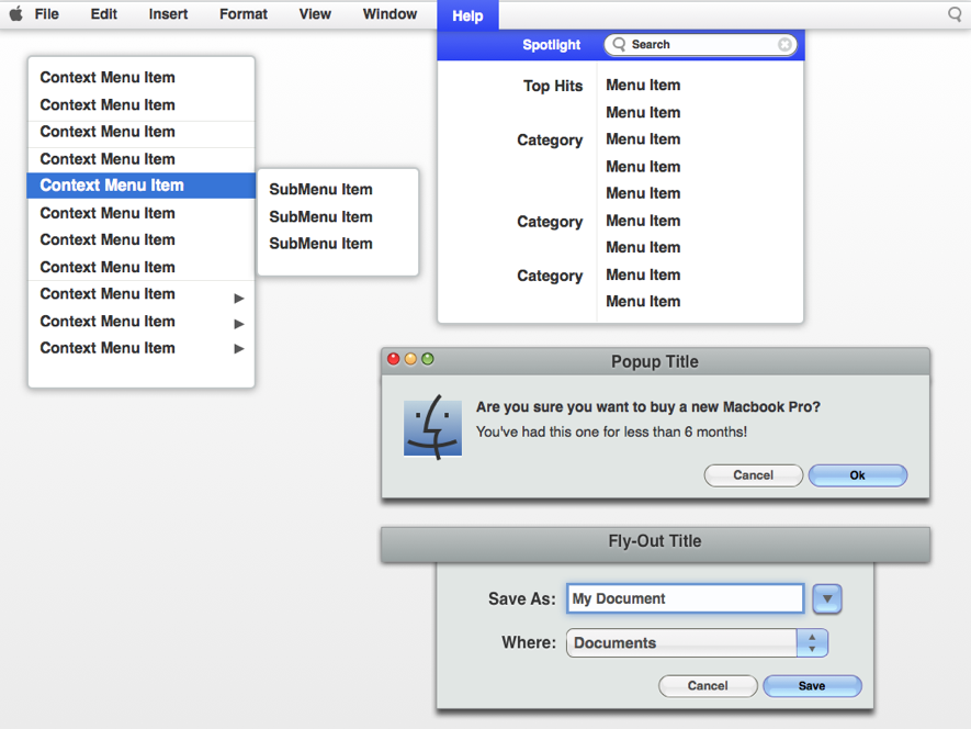 Mac OS X UI Kit for Visio OmniGraffle Fireworks Illustrator
